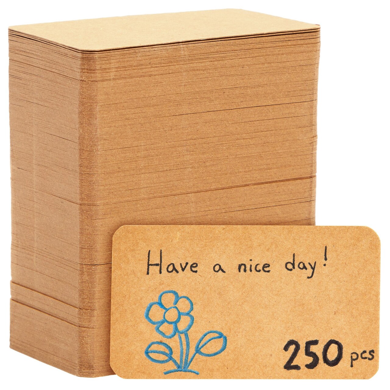 250-Pack Blank Index Cards, 2x3.5 in Flashcards for Studying, Small Kraft Paper Cardstock for Making Business Cards, Playing Cards, Gift Tags, Crafts, Bulk Pack, Brown